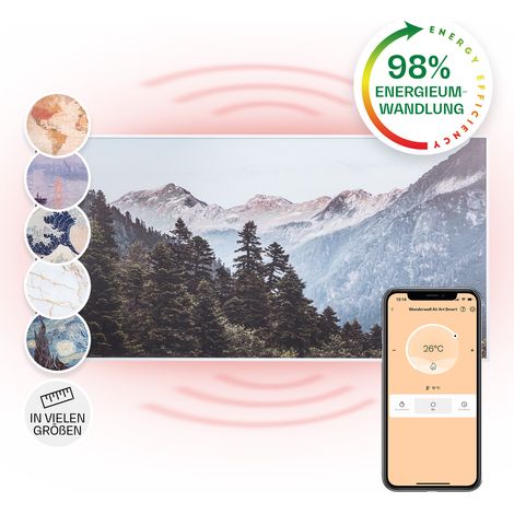Wonderwall Air Art Smart Infrarotheizung 120x60cm 700W Wandinstallation App-Steuerung Berge (1/5)