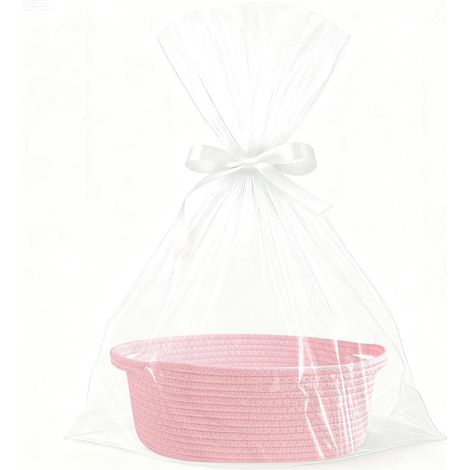 Panier Cadeau - Tressé Main - Rose - Vide À Garnir - Pour Pâques Mariage Anniversaire - 1 Pièce