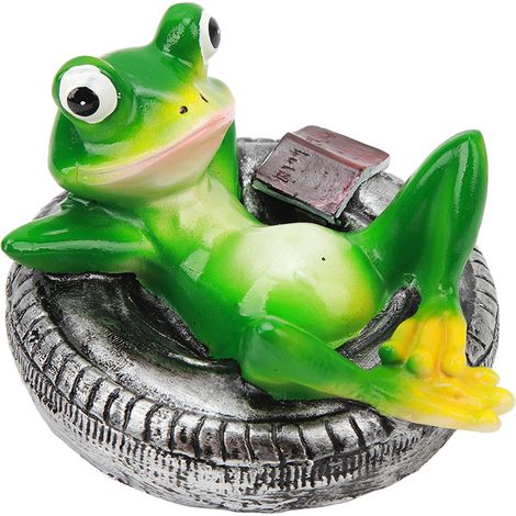Grenouille Décor Étang Résine Flottante Statue Jardin Maison Verte Imperméable sur Pneu (1/5)