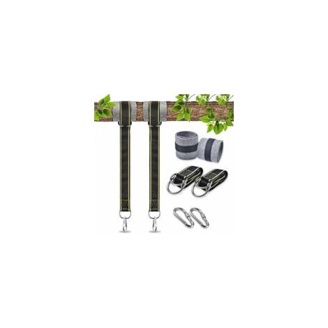 Fixation Hamac Sangle Balancoire Fixation pour Fauteuil Suspendu Corde Balancoire Exterieur Accessoire Mousquetons de Sécurité Balancoire Sangle Balancoire Arbre pour Hamac Balancoire (2x1.5m) (1/5)