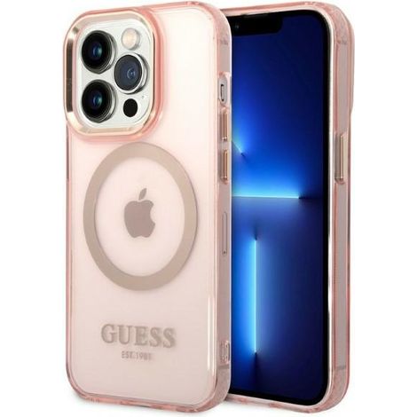 Guess GUHMP14LHTCMP iPhone 14 Pro 6,1" pink/pink Hartschalenetui Gold Outline Translucent MagSafe (1/5)