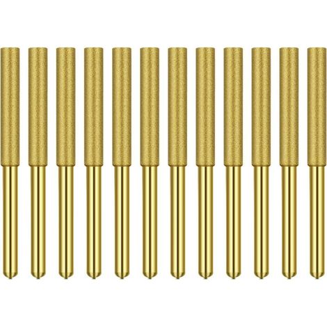 Affûteuse de chaîne pour tronçonneuse Affûteur de tronçonneuse diamant plaqué titane Burr Meules d'affûtage diamantées pour scie à chaîne Pierre Jewerly Wood 12 pcs 5/32 pouces, 4.0mm (1/5)