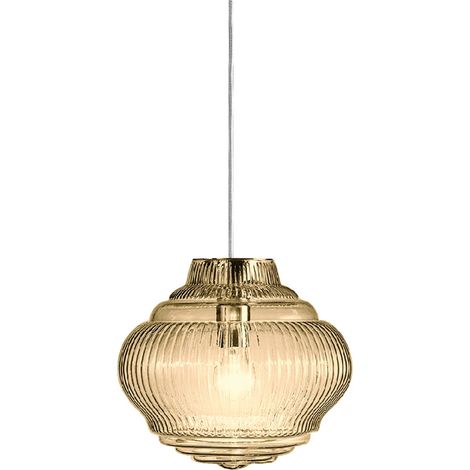 Bonnie Lampada a sospensione in vetro soffiato Ambra lavorazione rigadin struttura in metallo grigio diametro 27.5 cm altezza 313 cm E27 IP20 indoor