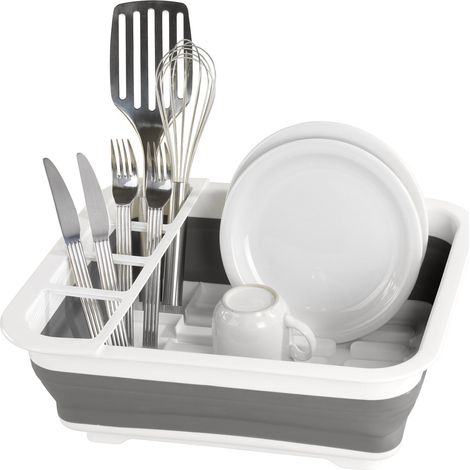 Wenko – Sèche-vaisselle pliable 36,5 x 31 x 13 cm – Capacité 7 assiettes – 4 partitions pour couverts – Plastique souple résistant aux éraflures (1/5)