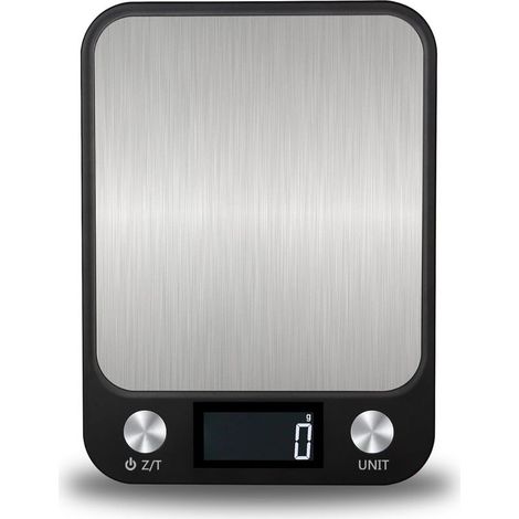Wiederaufladbare Küchenwaage (0–10 kg), Präzisionswaage (0,001 kg) mit USB-Kabel, digitale Edelstahlwaage, 6 Gewichtseinheiten, hintergrundbeleuchtetes LCD-Display, Tara-Funktion (1/5)