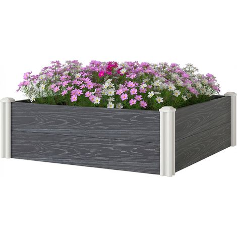 Offenes Vinyl-Gartenhochbeet mit Stecksystem, 102 x 102 x 33 cm, dunkelgrau
