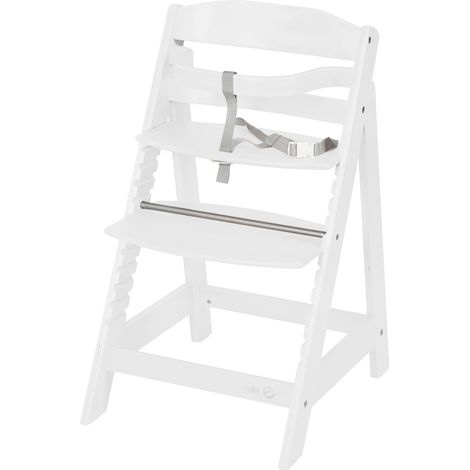 Chaise Haute Évolutive en Bois Blanc Sit Up III - Hauteur Réglable - de 6 Mois jusqu'à 70 kg - Chaise Bébé Résistante avec Barre de Sécurité (1/5)