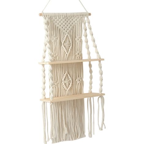 Suspension Murale Tissée - Décoration Géométrique pour Chambre à Coucher Salon Crèche - Coton Naturel - 1 Pièce