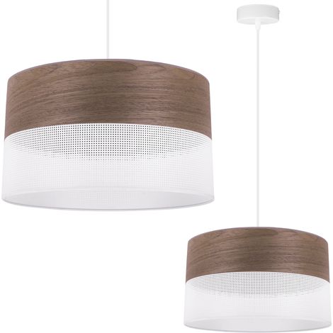 LAMPADA A SOSPENSIONE SINGOLA, PARALUME IN LEGNO IMPIALLACCIATO DI NOCE, 35 CM