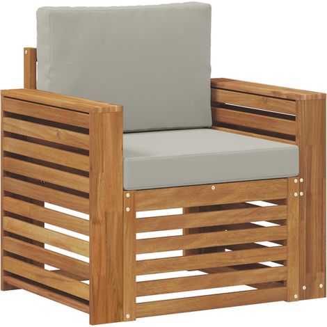 vidaXL Outdoor Sofa Solid Acacia Wood and Polyester Natural (1/4)