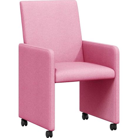 Sedie da Pranzo con Ruote 2 pcs Rosa 57 x 66 x 94 cm Tessuto vidaXL