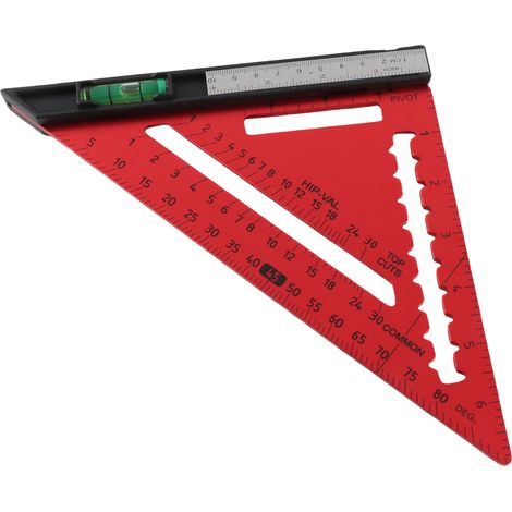 Équerre de charpente 7 pouces en alliage aluminium avec niveau à bulle haute précision règle équerre triangulaire amovible pour menuiserie (1/5)