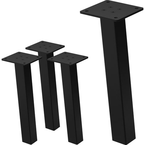 ML-Design Juego de 4 Patas de Mesa Inclinadas 30cm Negro Brillante de Acero con Recubrimiento en Polvo, Perfil 4x4cm, Pies en Ángulo 96° para Muebles, Mesitas de Centro, Bancos o Aparadores (1/5)