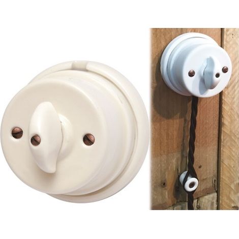 PULSANTE INTERRUTTORE IN PORCELLANA STILE ANTICO NAPOLEONE BIANCO