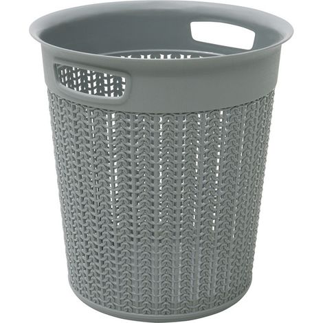 Knit Design Loop Plastic Round Bin, Grey (1/3)