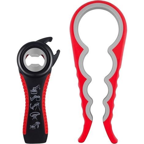 2-Piece Manual Jar Opener, Multifunctional 5-in-1 Bottle Opener, 4-in-1 Bottle Opener, Jar Opener for Seniors, Children, and People with Arthritis (1/5)