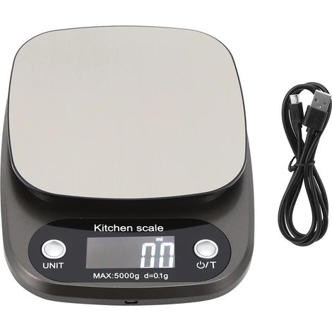 Balance de cuisine numérique multifonctionnelle 5 kg en acier inoxydable, balance alimentaire de haute précision pour la pâtisserie et la cuisine, accessoires de cuisine et de grillades, écran LCD, co (1/5)