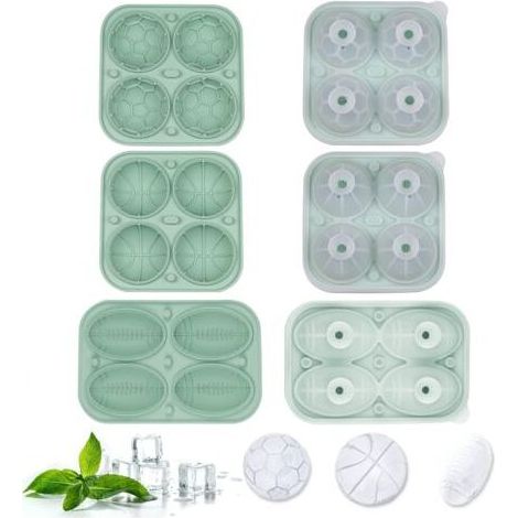 Silikon-Eiswürfelformen (2 Stück), Eiswürfelbehälter mit Deckel, Eiswürfelkugeln, 3 wiederverwendbare Packungen, große Eiswürfelbehälter (grün) (1/5)