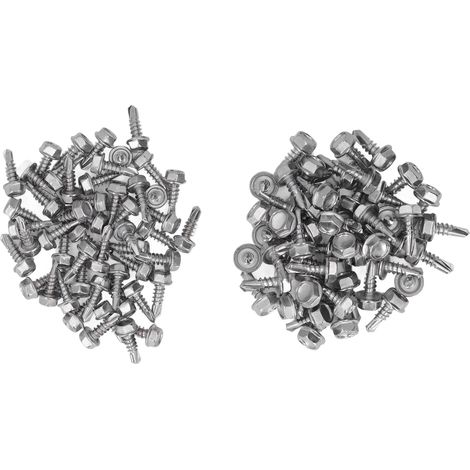 100 selbstbohrende Schrauben aus Edelstahl 410, Sechskantkopf, verschiedene Größen 4,2 x 13 mm und 4,8 x 13 mm, Packung mit 100 Stück (1/5)