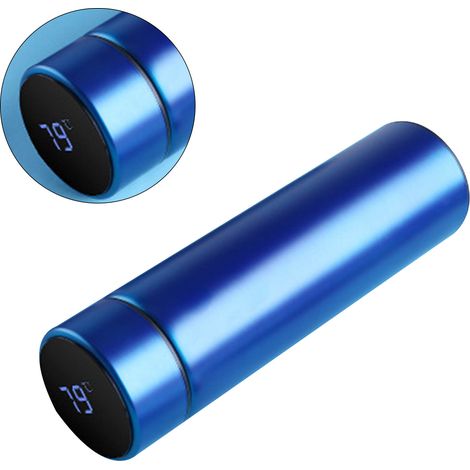 Bouteille isotherme de 500 ml, revêtement en acier inoxydable 304, fond en silicone, format portable, bleue. (1/5)