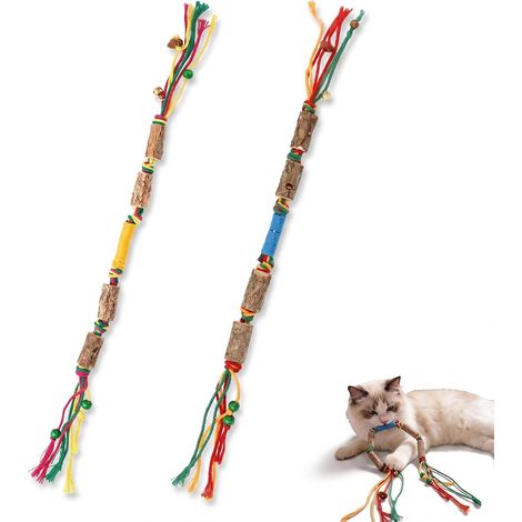 2 Pièces Jouet à Mâcher Matatabi pour Chats, Bâtonnets Naturels pour le Nettoyage Dentaire, Favorise l'Hygiène Buccale et Réduit le Stress, Conçu pour Foyers avec un ou Plusieurs Chats (1/5)