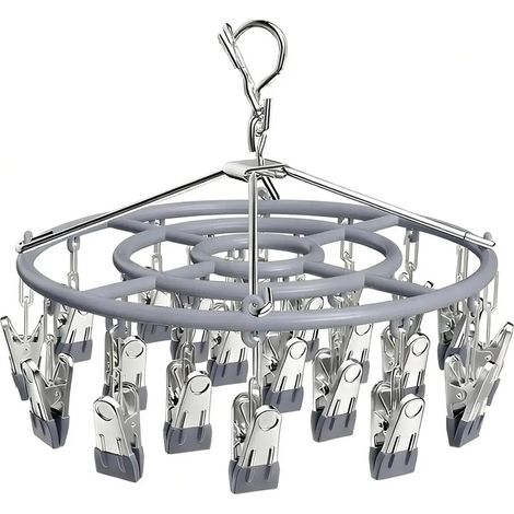 Corde de séchage avec 24 clips pour plusieurs chaussettes, gris (1/5)