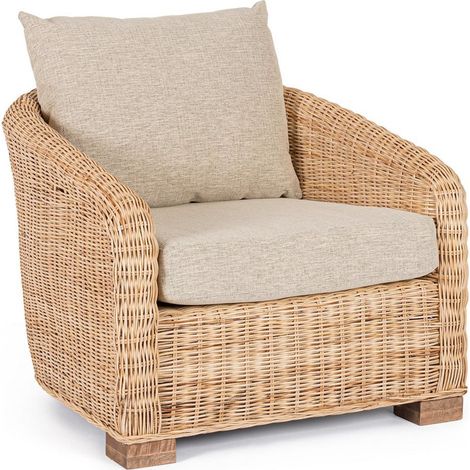 Poltrona "Cadice" struttura in rattan con cuscini per interno (1/4)
