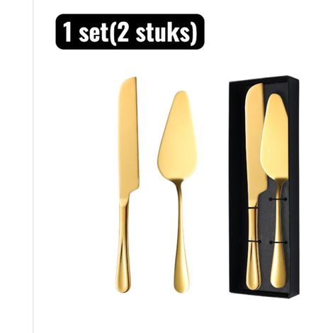 1 set(2 pièces) - Serveurs à gâteaux - Serveurs à pizza - Couteau à gâteaux en acier inoxydable et ensemble de spatules - Cutter à (1/3)