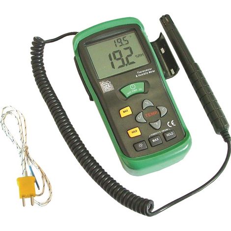 Termo igrometro digitale con sonda esterna microfono da 2m e sonda tipo K da 90cm, tasto illuminazione display - Idrhaus