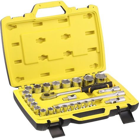 Stanley FMMT82685-1 Juego de 21 Dados Cromados Plateados