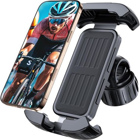 Support Telephone Velo, Universel Support Telephone Moto 360° Rotation, Anti-Chute Amortisseur Porte Telephone Moto pour Trotinette Electrique, Scooter, VTT, 4,7-6,8" Smartphone (1/5)