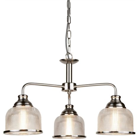 Searchlight Bistro - Plafonnier à 3 bras multiples, argent, blanc, E27 (1/3)