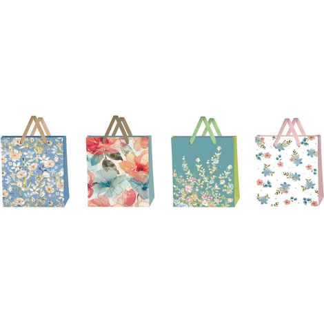 Dekorative Tasche, mittelgroß, 26 x 32 x 10,5 cm, mit gemischten Blumen