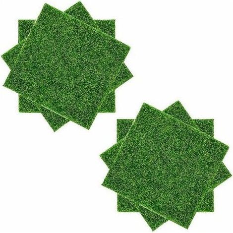 Tapis de gazon artificiel - 6 pièces - 15x15 cm - Mousse décorative - Aspect naturel - Durable - Réutilisable (1/5)