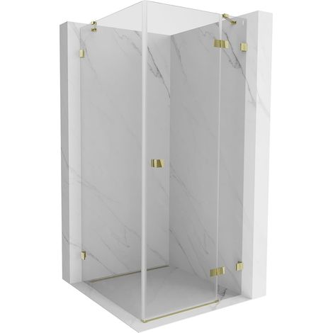 Mexen Lunar cabina de ducha abatible derecha 90 x 90 cm, transparente, dorada - 834-090-090-50-00-P (1/5)