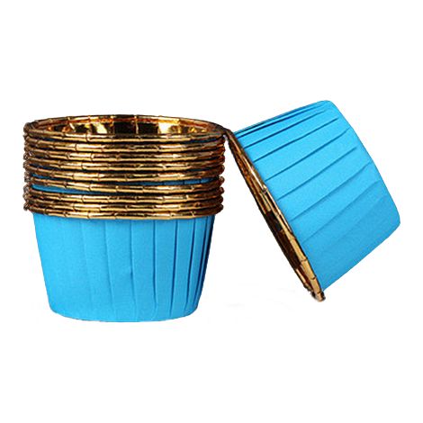 Muffinförmchen, Cupcake-Förmchen, Blau, Gold, 50 Stück. (1/3)