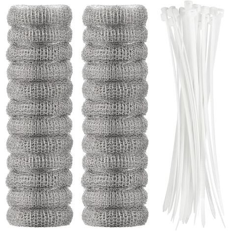Set of 24 stainless steel lint filters for washing machines, with 24 cable ties (1/4)