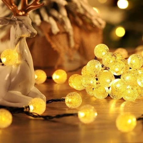 Guirlande lumineuse solaire d'extérieur pour Noël, blanc chaud, 30 LED, 6,5 m, boules solaires étanches, décoration pour jardin, chambre ou terrasse, idéale pour Thanksgiving. (1/4)