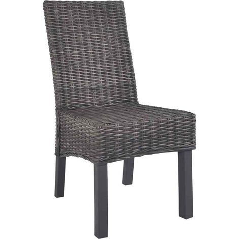 Maison Exclusive - Esszimmerstühle 2 Stk. Braun Kubu-Rattan und M (1/5)