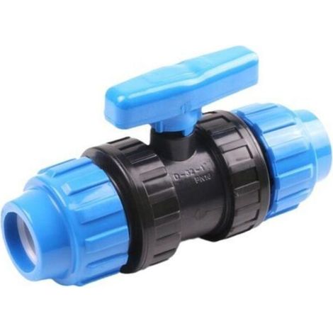 Robinet à boisseau sphérique pour raccords de tuyau d\'eau 25 mm – Vanne a compression PN10 de 25mm – Robinet à bille compatible avec tuyaux en polyéthylène PE80 et PE100-1 pièce (1/4)