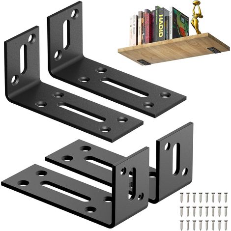 Floating wall shelves, wide angle brackets, metal bracket, L-bracket, 90-degree right-angle joint (1/4)