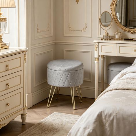 Chaise de rangement ronde, fauteuil d'appoint, chaise de rangement (1 pièce de fauteuil d'appoint uniquement) (1/5)