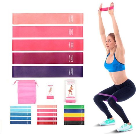 Bandes Élastiques de Fitness en TPE Roses, Lot de 5 pour Musculation, Yoga et Entraînement à Domicile (1/5)