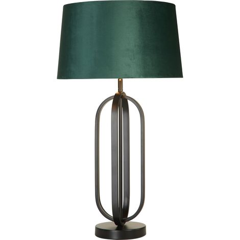 Searchlight Chic Lampe de table, noire, abat-jour émeraude 1x E27 (1/5)