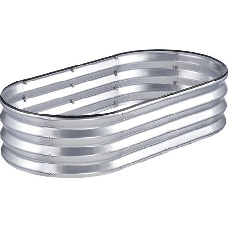 Kit de jardin surélevé, conception à fond ouvert, matériau durable et résistant à la rouille, S-Argent (1/2)