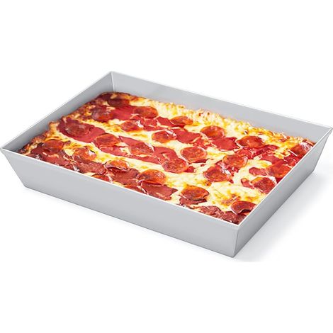 Pizzapfanne im Detroit-Stil, 35 x 25 cm, BPA-frei, antihaftbeschichtet, harteloxiert, tiefe Pfanne, sizilianische Pizzapfanne für den Backofen