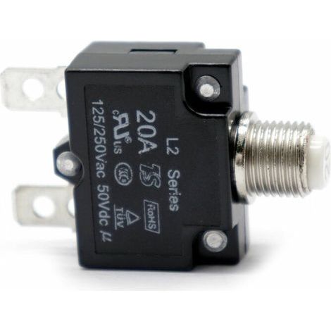 AC 125/250V 20A Rücksetzbarer thermischer Überlastschutz-Leistungsschalter, Schwarz (1/4)