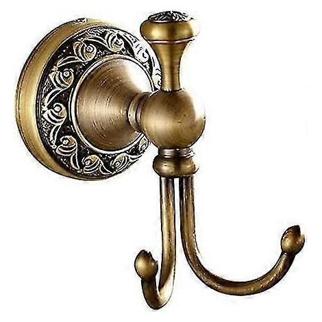 Patères doubles antiques, crochets porte-serviettes rétro en laiton, crochet mural vintage pour salle de bain (1/5)