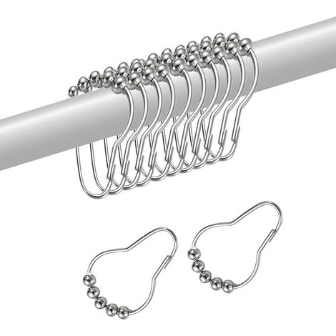 Crochets pour Rideau de Douche Lot de 24 Anneaux pour Rideau de Douche en Acier Inoxydable pour Salle de Bain (1/5)