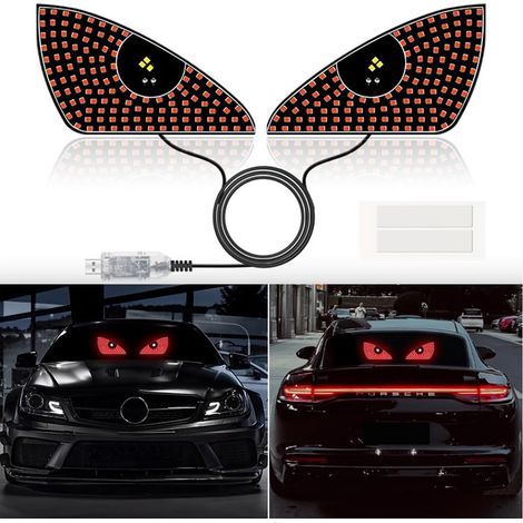Dynamische LED-Autobeleuchtung mit Teufelsaugen, USB-Plug-&-Play-LED-Autobeleuchtung mit 12 Einstellungen, Windschutzscheibenbeleuchtung, Teufelsaugen (1/5)